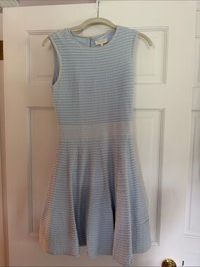 Ted Baker Pale Blue Sleeveless Fit-and-Flare Knit Dress